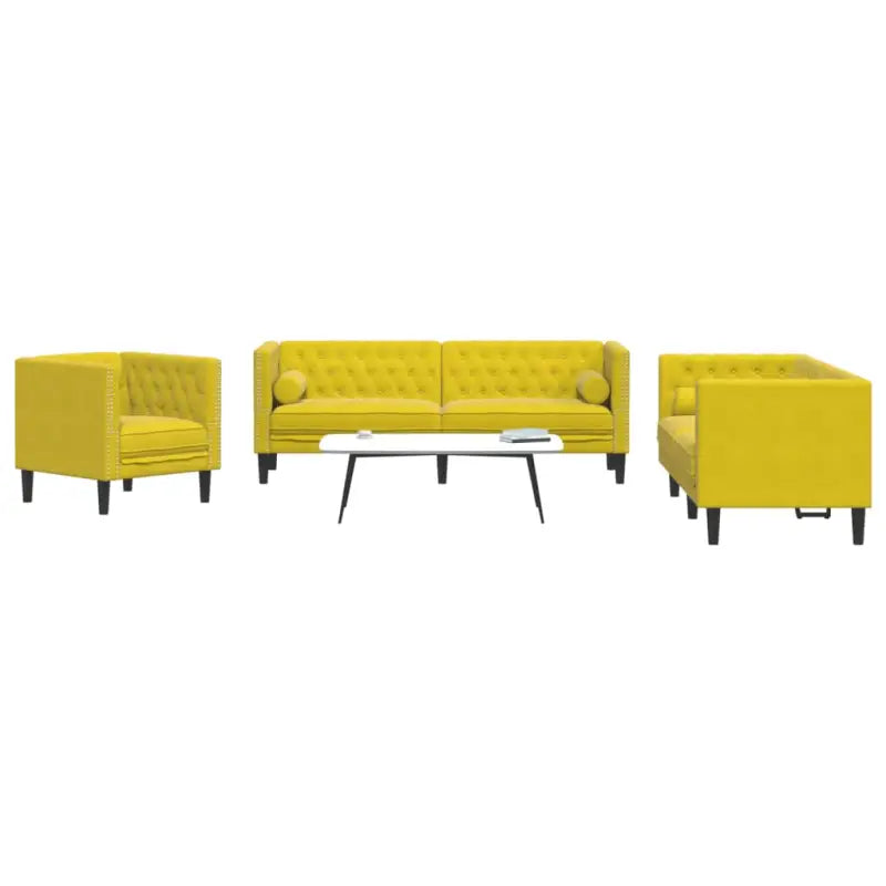 Banken in Chesterfield-stijl met comfortabele afmetingen voor elke ruimte - Geel / Fauteuil + tweezitsbank