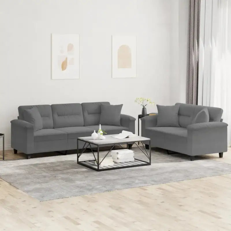 Banken loungeset de perfecte keuze voor ontspannen entertainment - Donkergrijs / met kussens - Banken