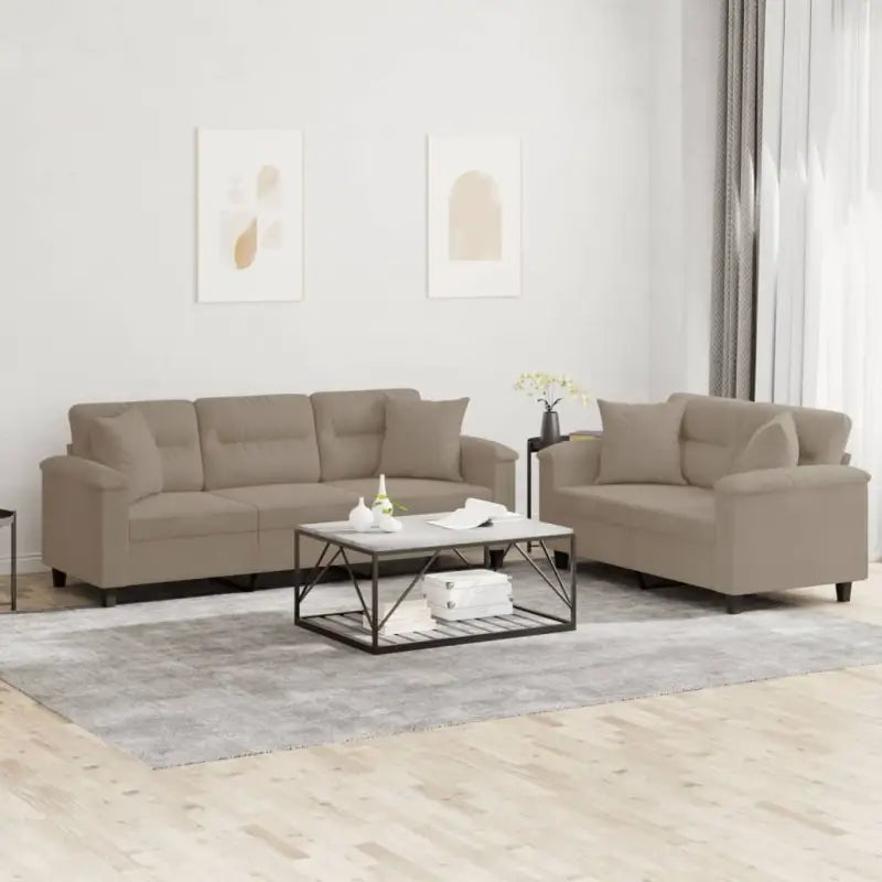 Banken loungeset de perfecte keuze voor ontspannen entertainment - Taupe / met kussens - Banken