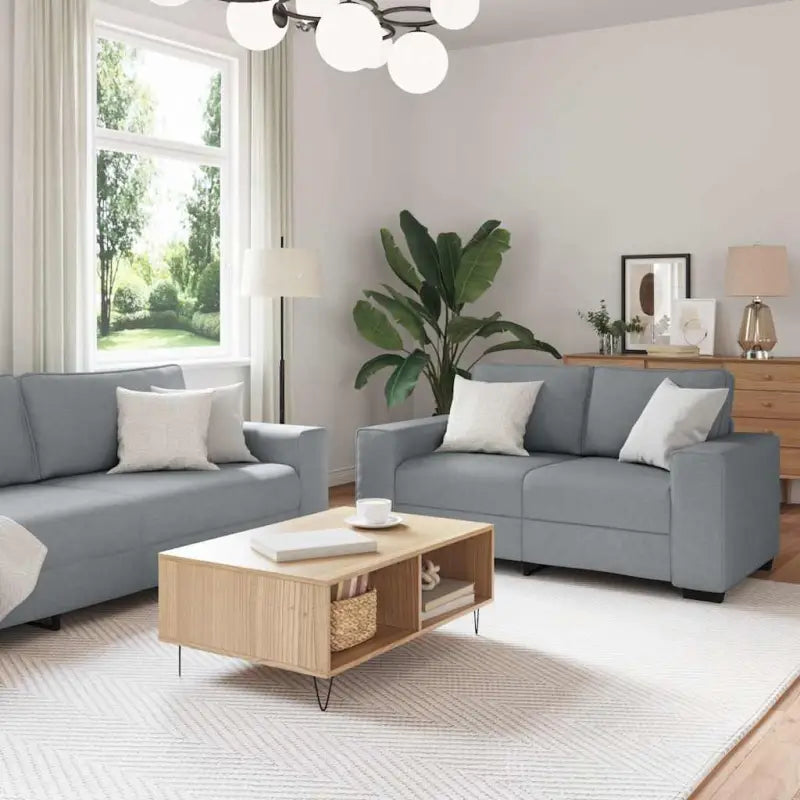 Banken loungeset met brede armleuningen en comfortabele zithoek - Lichtgrijs - Banken