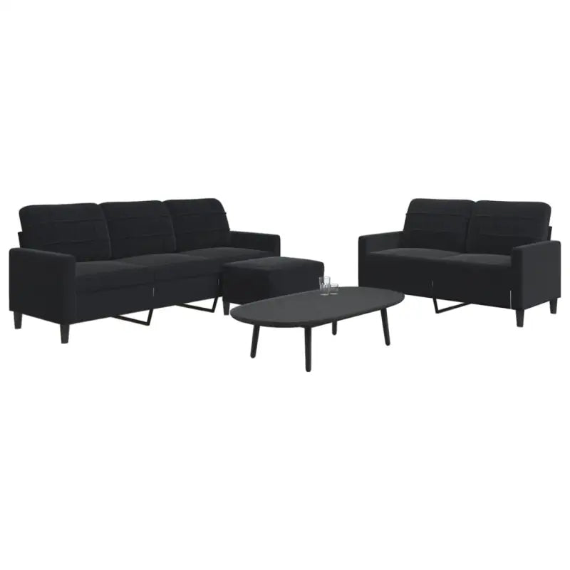 Banken loungeset met comfortabele afmetingen en stijlvolle design - Zwart / Met voetenbank - Banken