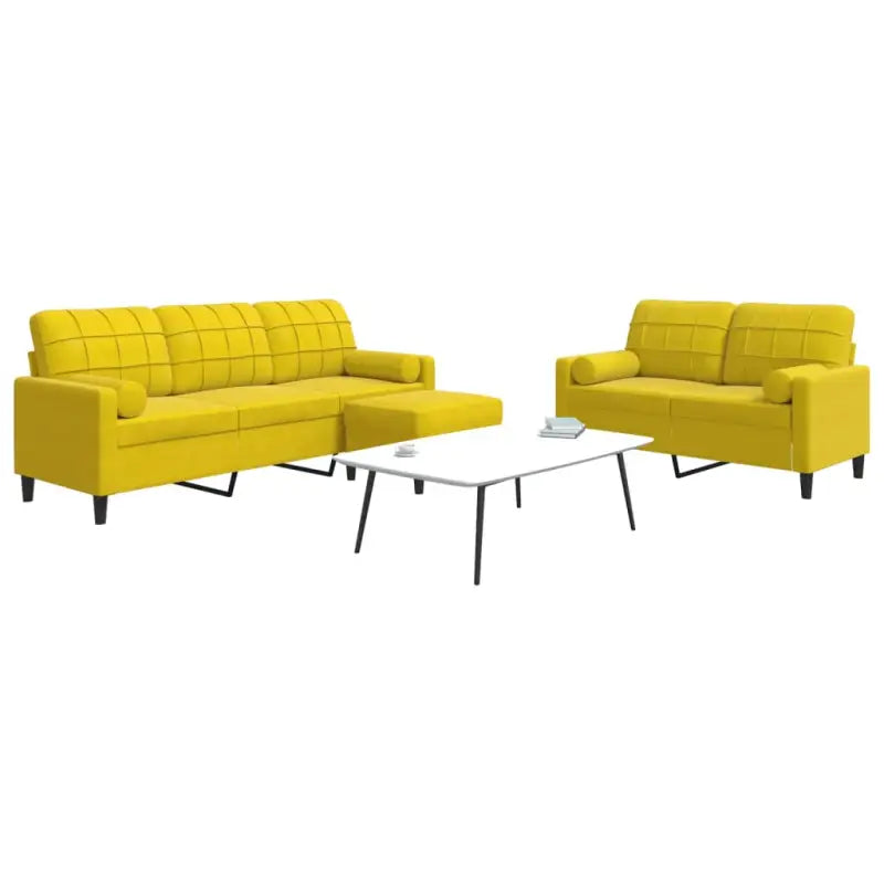 Banken loungeset met comfortabele afmetingen en stijlvolle design - Geel / met kussens en voetenbankje - Banken