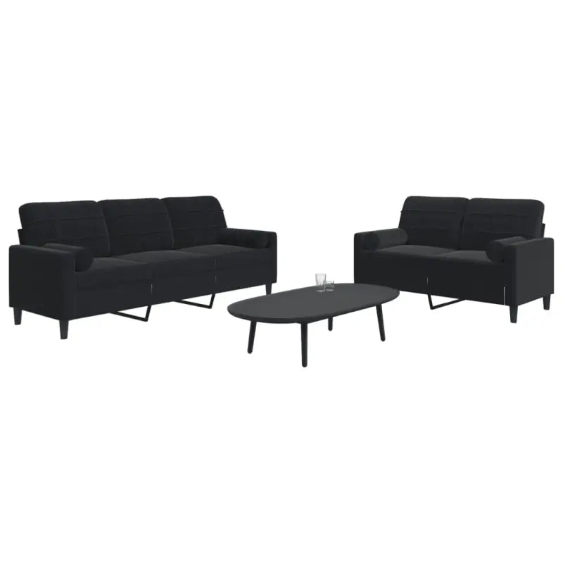 Banken loungeset met comfortabele afmetingen en stijlvolle design - Zwart / met kussens - Banken