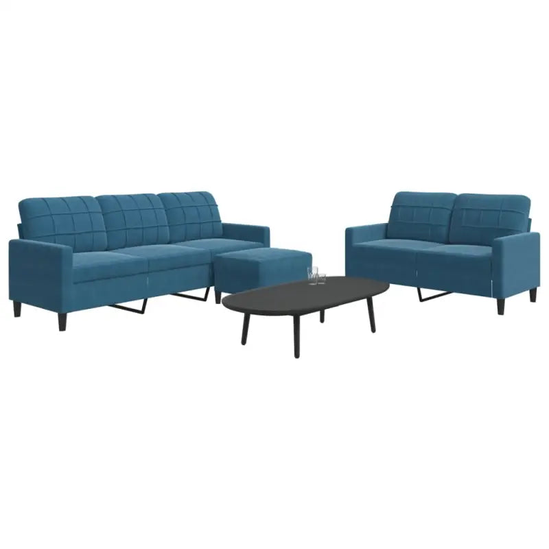 Banken loungeset met comfortabele afmetingen en stijlvolle design - Blauw / Met voetenbank - Banken