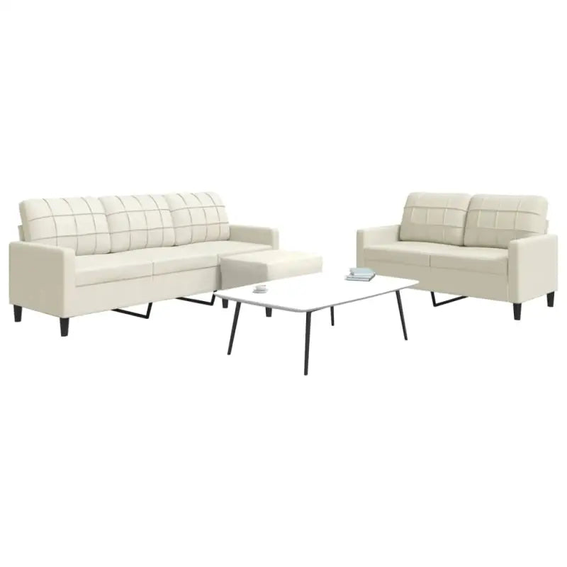 Banken loungeset met comfortabele afmetingen en stijlvolle design - Crème / Met voetenbank - Banken