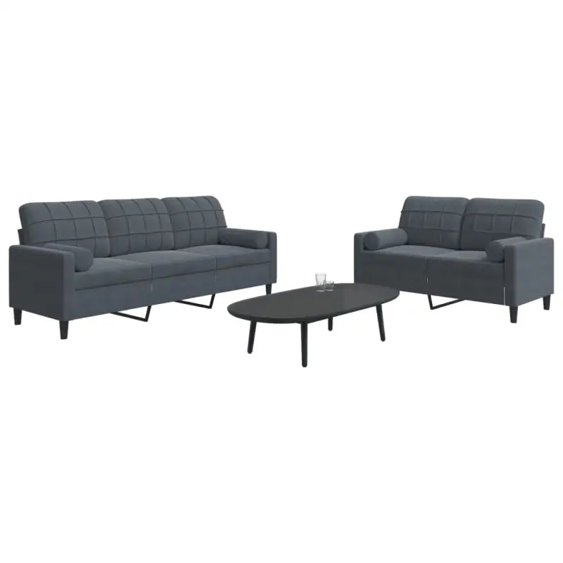 Banken loungeset met comfortabele afmetingen en stijlvolle design - Donkergrijs / met kussens - Banken
