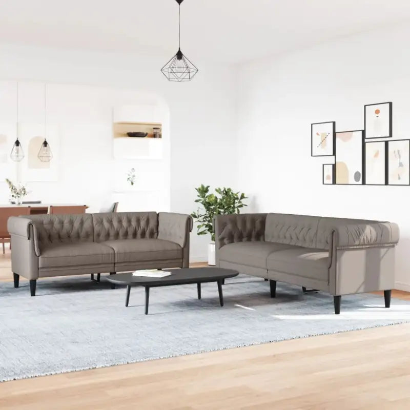 Banken loungeset met comfortabele breedte zitting en hoogte armleuning - Taupe / 2-zits + 3-zits - Banken
