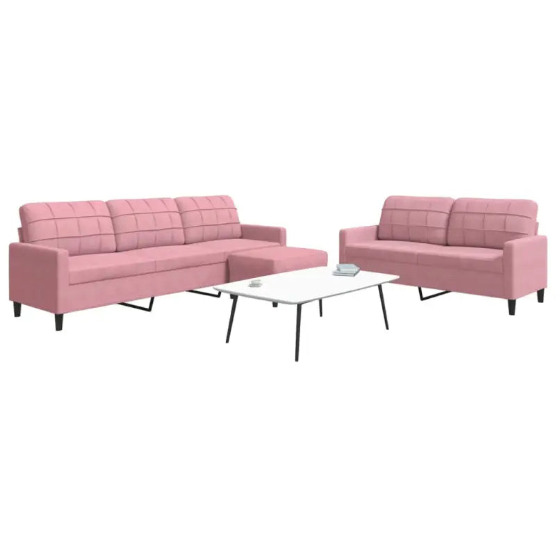 Banken loungeset met comfortabele diepte zitting en hoogte armleuningen - Roze / Met voetenbank - Banken