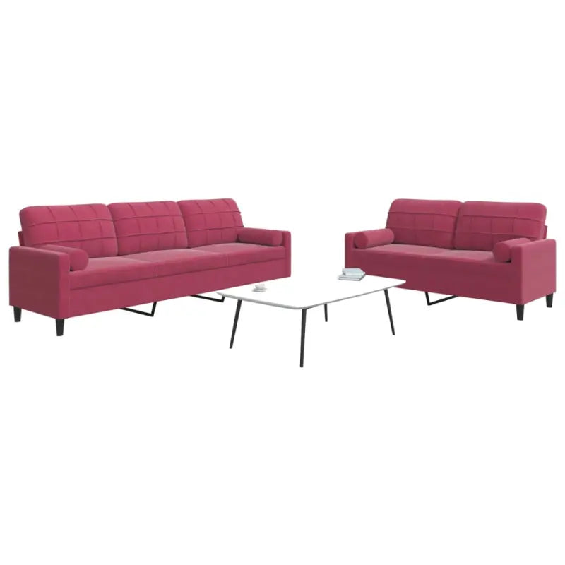 Banken loungeset met comfortabele diepte zitting en hoogte armleuningen - Wijnrood / met kussens - Banken