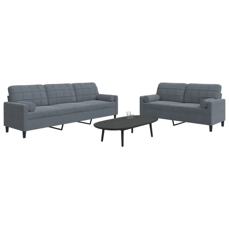Banken loungeset met comfortabele diepte zitting en hoogte armleuningen - Donkergrijs / met kussens - Banken