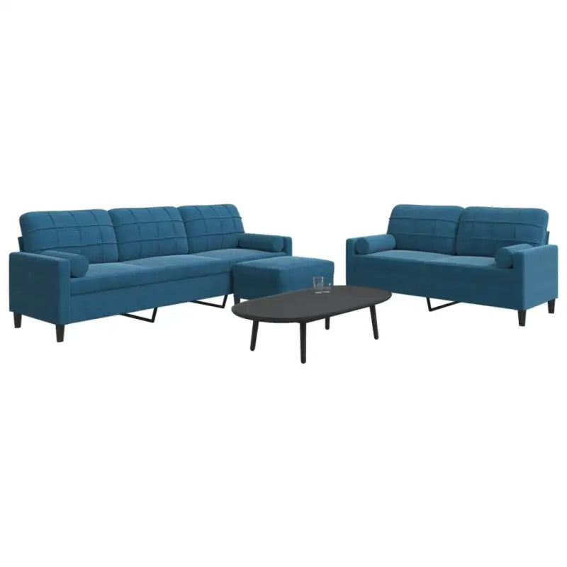 Banken loungeset met comfortabele diepte zitting en hoogte armleuningen - Blauw / met kussens en voetenbankje - Banken