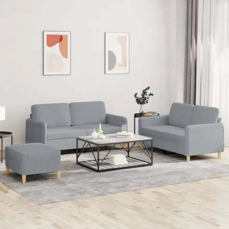 Banken loungeset met comfortabele diepte zitting en moderne uitstraling - Lichtgrijs / Met voetenbank - Banken