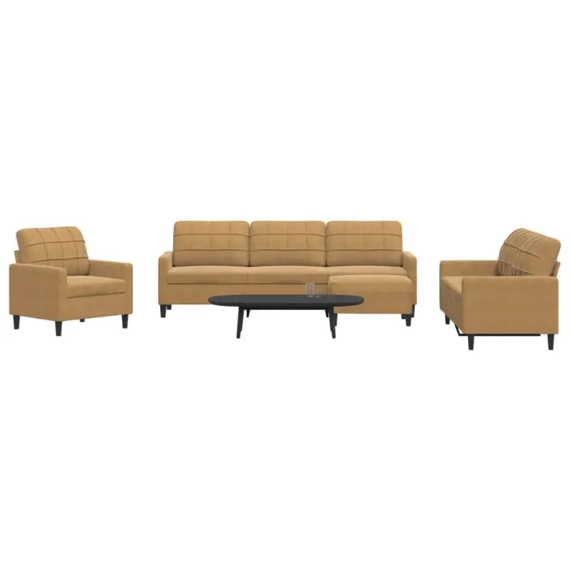 Banken loungeset met comfortabele zithoek en opvallend design - Bruin / Met voetenbank - Banken