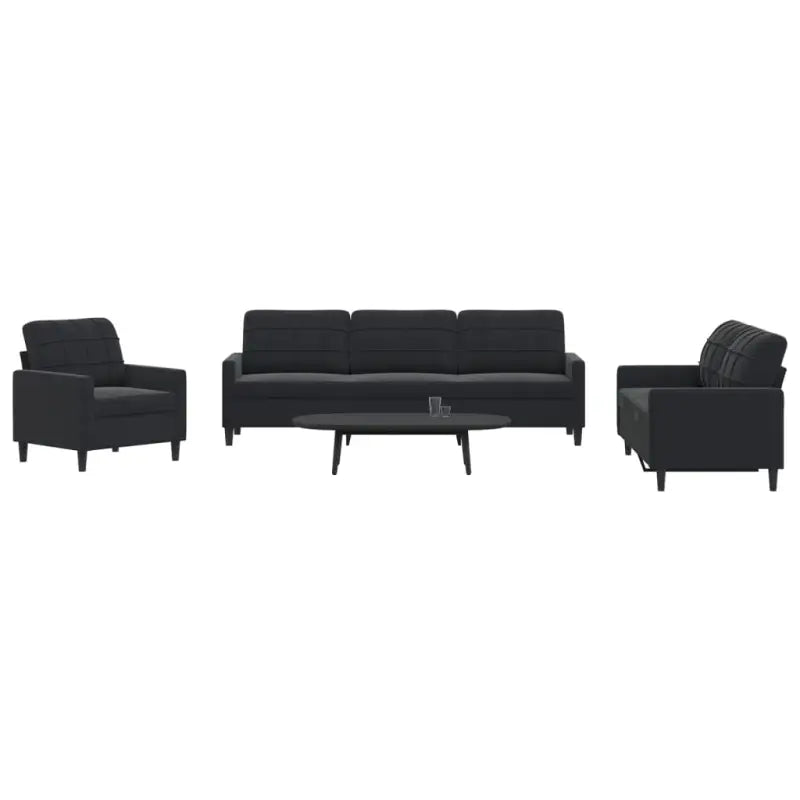 Banken loungeset met comfortabele zithoek en opvallend design - Zwart / Met voetenbank - Banken