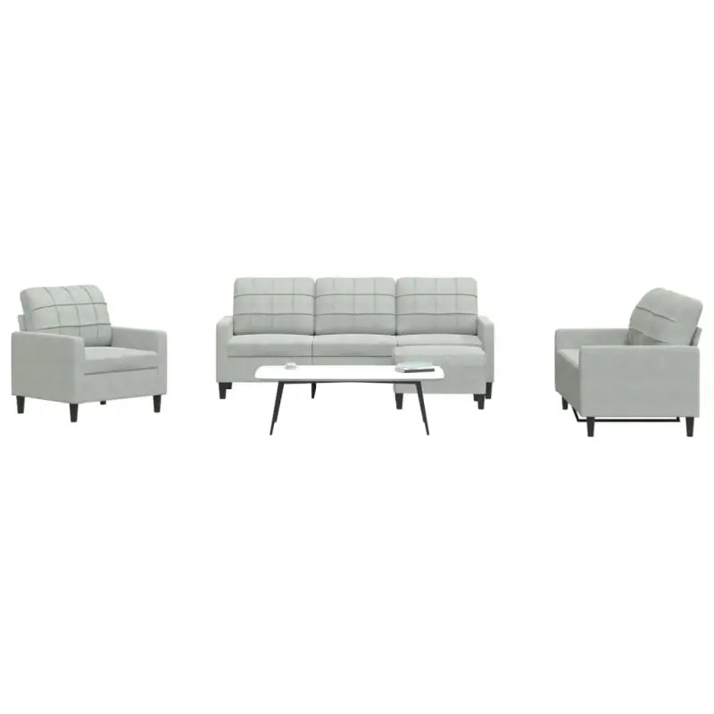 Banken loungeset met comfortabele zithoogte en elegante totale afmetingen - Lichtgrijs / Met voetenbank - Banken