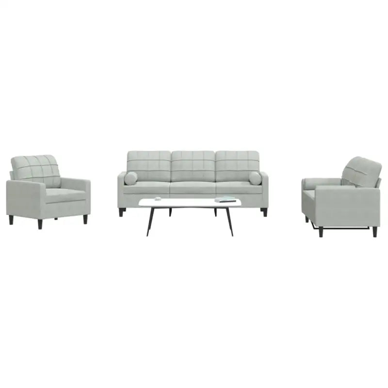 Banken loungeset met comfortabele zithoogte en elegante totale afmetingen - Lichtgrijs / met kussens - Banken