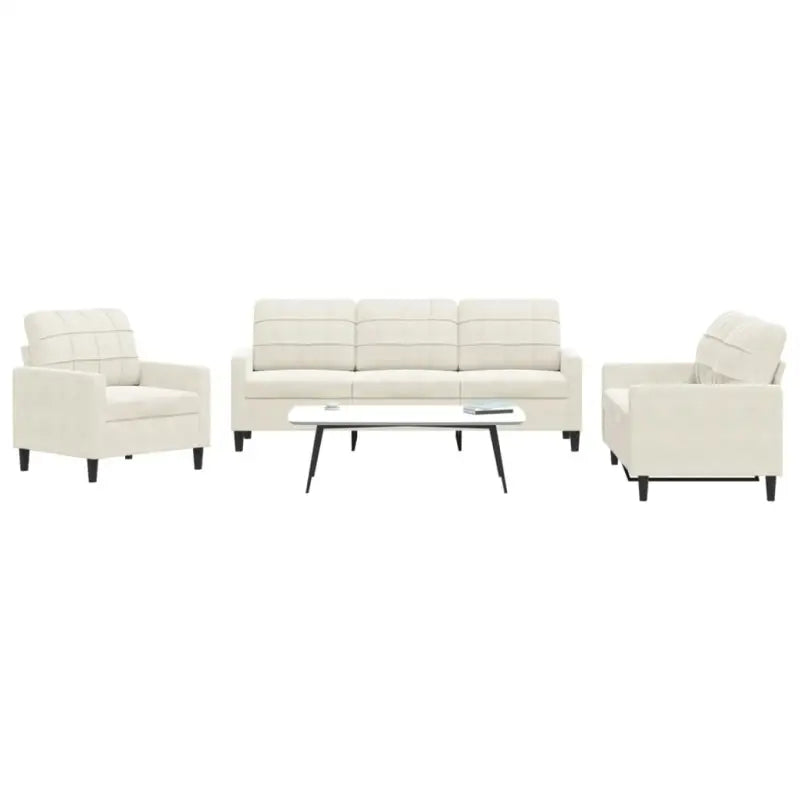 Banken loungeset met comfortabele zithoogte en elegante totale afmetingen - Crème / Zonder voetenbank - Banken