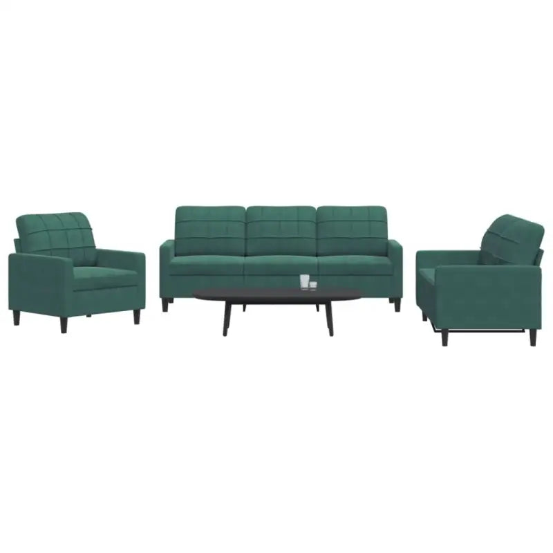 Banken loungeset met comfortabele zithoogte en elegante totale afmetingen - Donkergroen / Zonder voetenbank - Banken