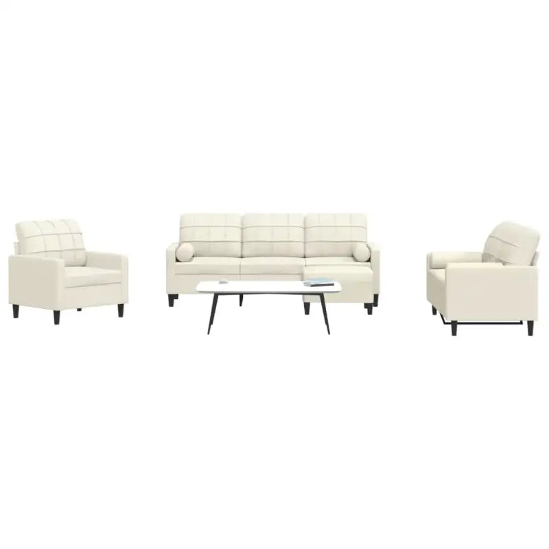 Banken loungeset met comfortabele zithoogte en elegante totale afmetingen - Crème / met kussens en voetenbankje - Banken