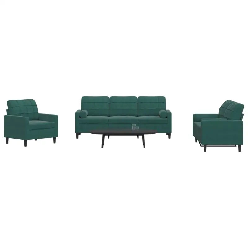 Banken loungeset met comfortabele zithoogte en elegante totale afmetingen - Donkergroen / met kussens - Banken