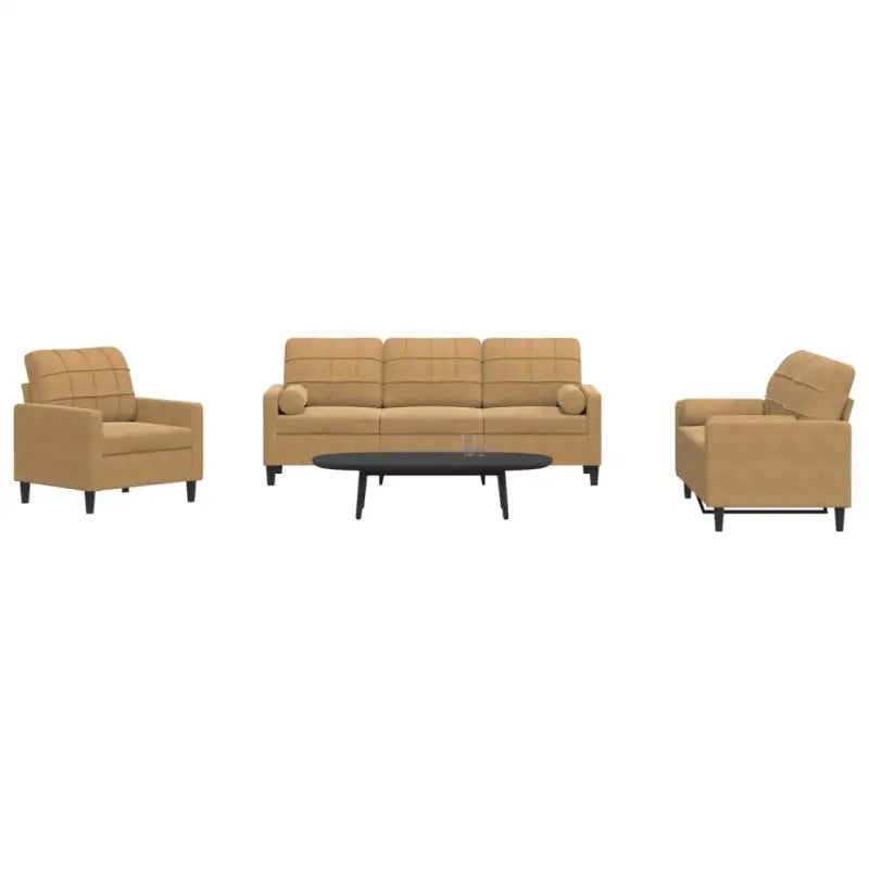 Banken loungeset met comfortabele zithoogte en elegante totale afmetingen - Bruin / met kussens - Banken