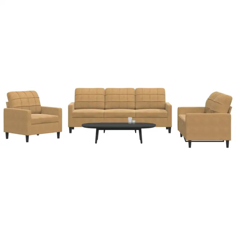 Banken loungeset met comfortabele zithoogte en elegante totale afmetingen - Bruin / Zonder voetenbank - Banken