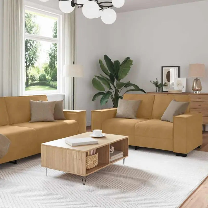 Banken loungeset met compacte totale afmetingen en comfortabele zitbreedte - Bruin - Banken