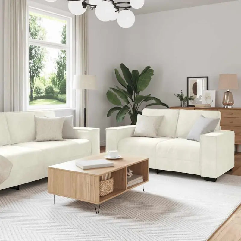 Banken loungeset met compacte totale afmetingen en comfortabele zitbreedte - Crème - Banken