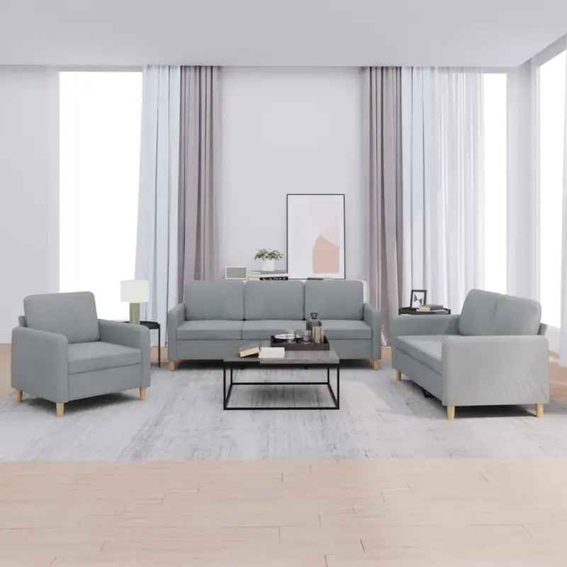 Banken loungeset met duurzame stof en comfortabele vulling - Lichtgrijs / zonder kussens - Banken