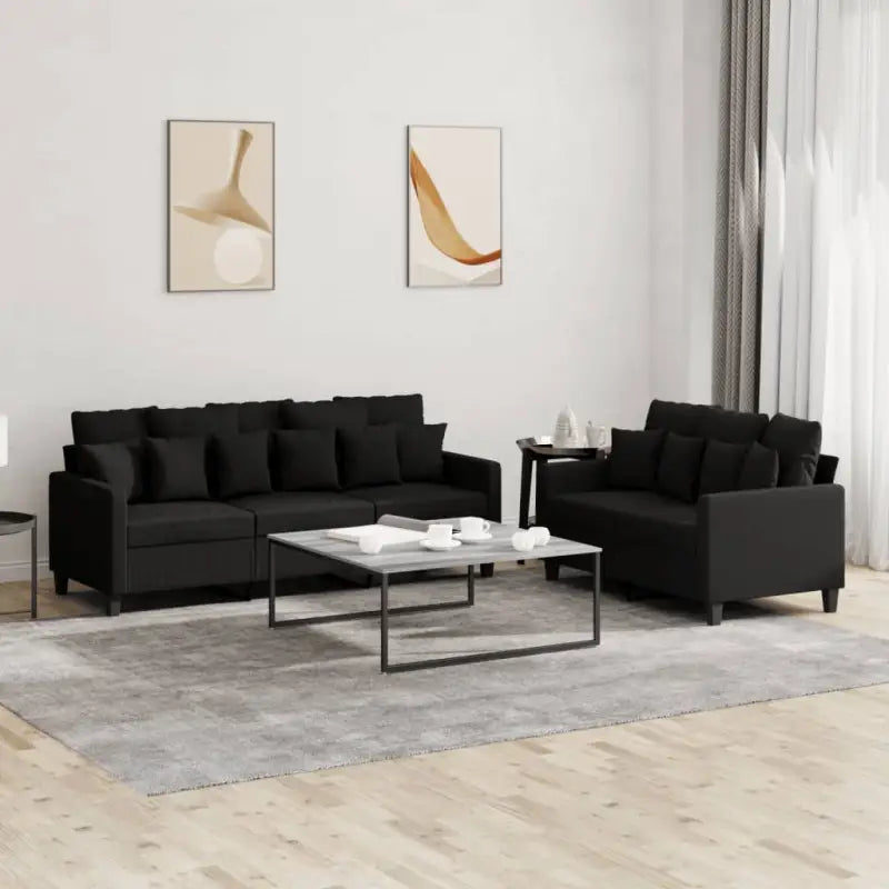 Banken loungeset met mooie totale afmetingen en comfortabele zitelementen - Zwart / met kussens - Banken