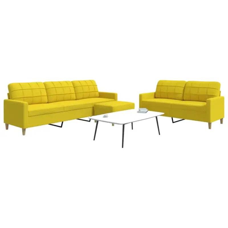 Banken loungeset met opvallend design en volledige afmetingen - Lichtgeel / Met voetenbank - Banken