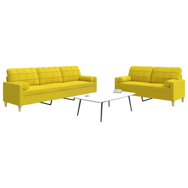 Banken loungeset met opvallend design en volledige afmetingen - Lichtgeel / met kussens - Banken