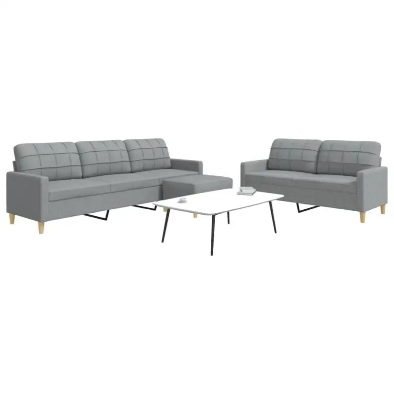 Banken loungeset met opvallend design en volledige afmetingen - Lichtgrijs / Met voetenbank - Banken