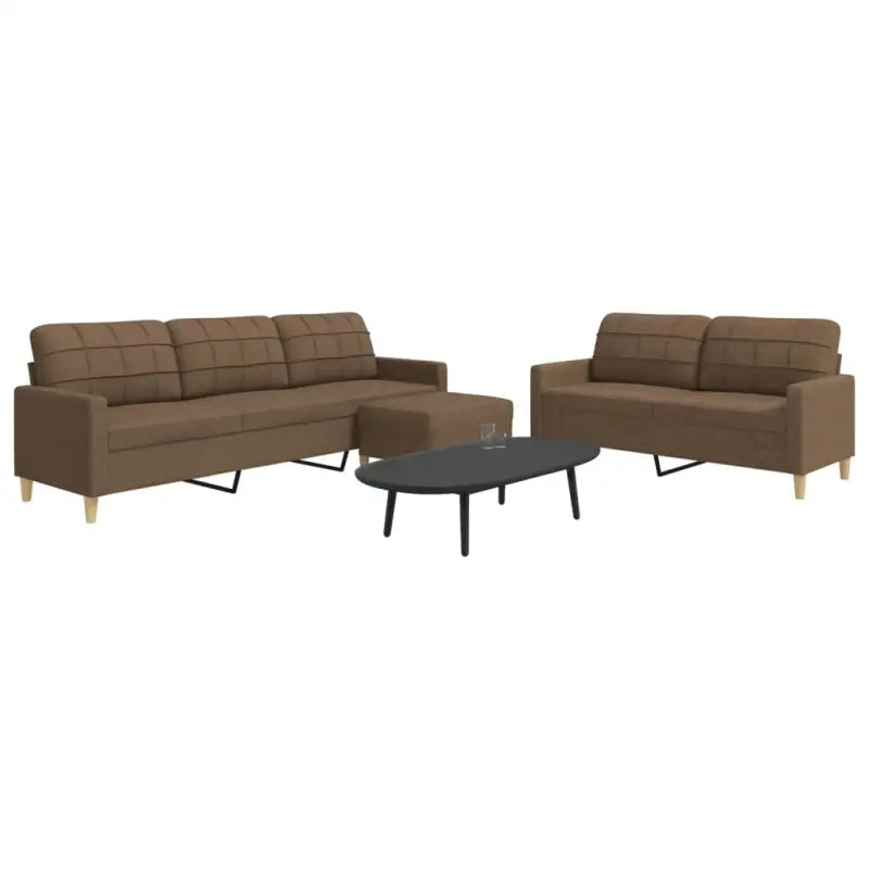 Banken loungeset met opvallend design en volledige afmetingen - Bruin / Met voetenbank - Banken