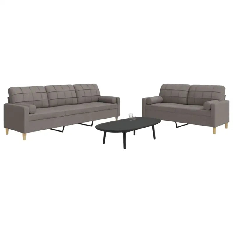 Banken loungeset met opvallend design en volledige afmetingen - Taupe / met kussens - Banken