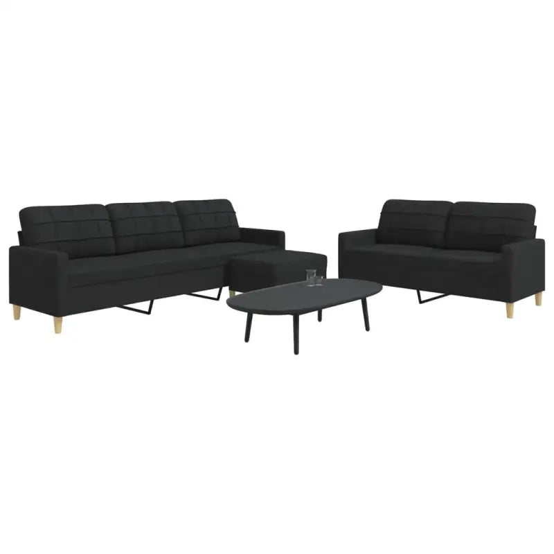 Banken loungeset met opvallend design en volledige afmetingen - Zwart / Met voetenbank - Banken