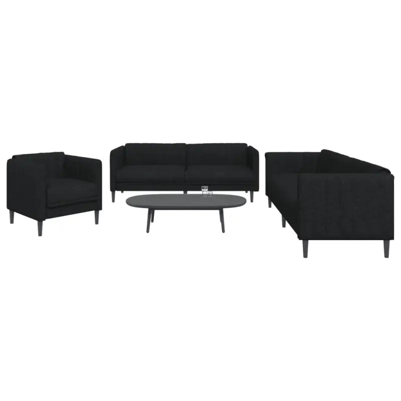 Banken loungeset met stijlvolle vormgeving en comfortabele afmetingen - Zwart / 1-zits + 2-zits + 3-zits - Banken