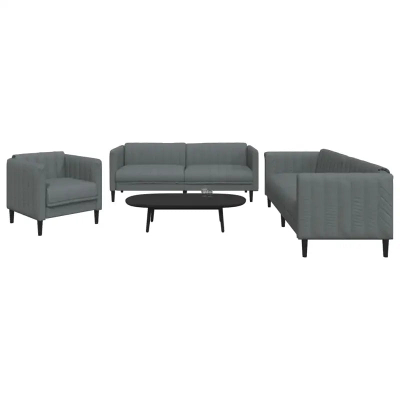 Banken loungeset met stijlvolle vormgeving en comfortabele afmetingen - Donkergrijs / 1-zits + 2-zits + 3-zits - Banken