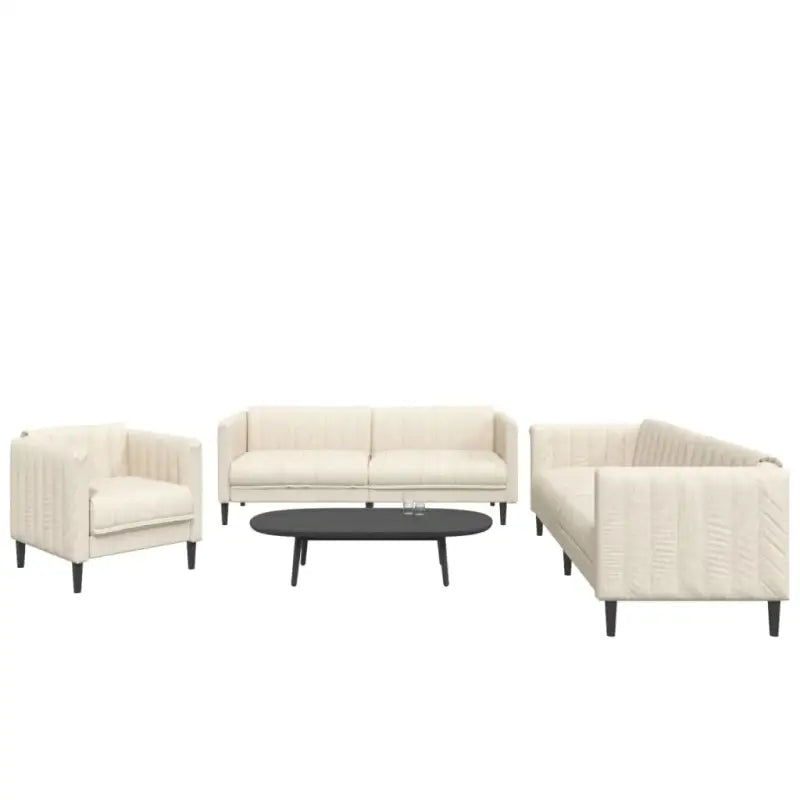 Banken loungeset met stijlvolle vormgeving en comfortabele afmetingen - Crème / 1-zits + 2-zits + 3-zits - Banken