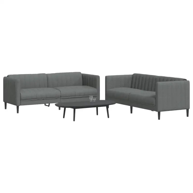 Banken loungeset met stijlvolle vormgeving en comfortabele afmetingen - Donkergrijs / 2-zits + 3-zits - Banken