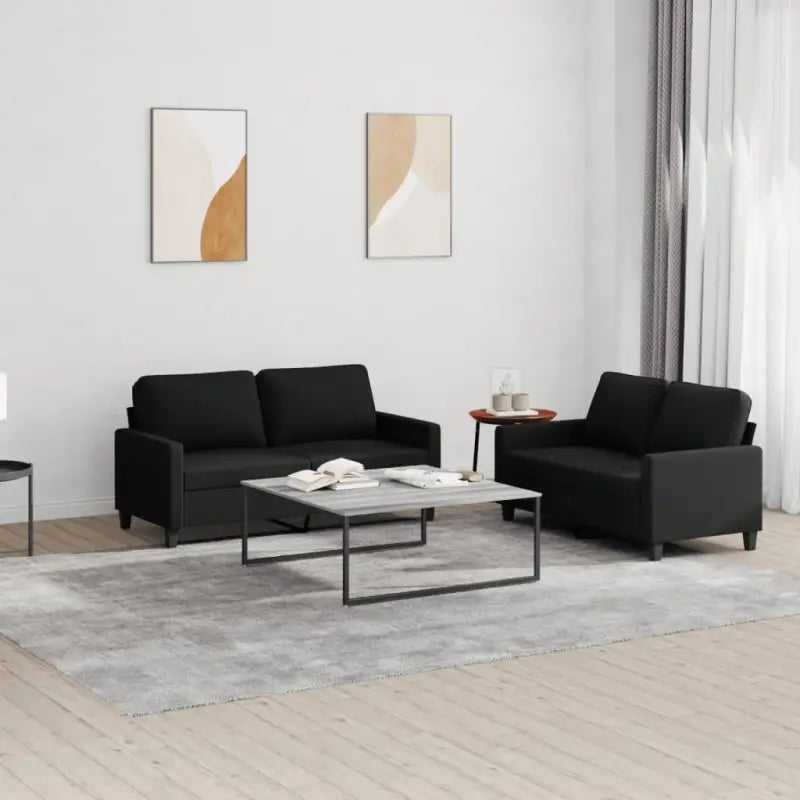 Banken Loungeset met Totale Afmetingen voor een stijlvolle woonkamer - Zwart / met kussens - Banken