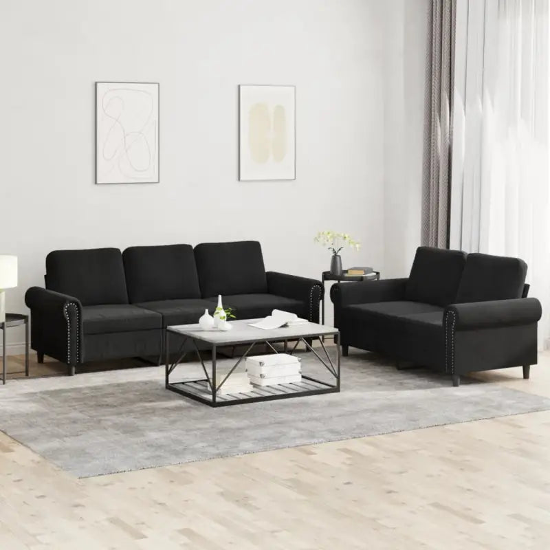Banken loungeset met zachte fluweelstof en elegante totale afmetingen - Banken