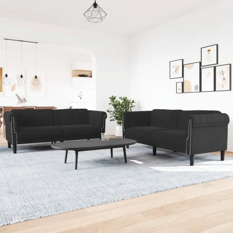 Banken loungeset met zachte fluwelen stof voor comfortabele ontspanning - Banken
