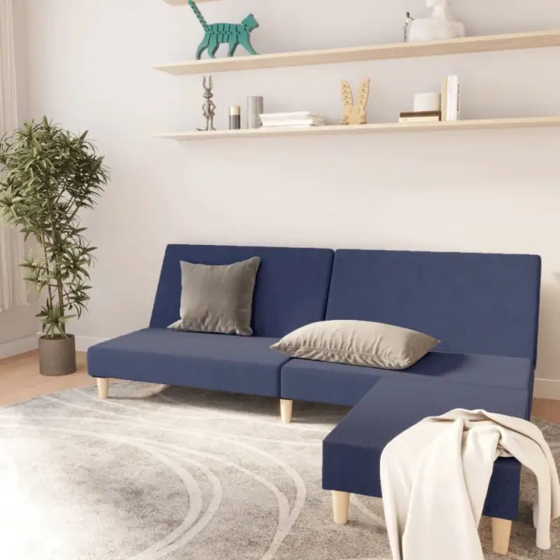 Banken met hoogte rugleuning en multifunctioneel logeerbed - Blauw / Met voetensteun - Banken