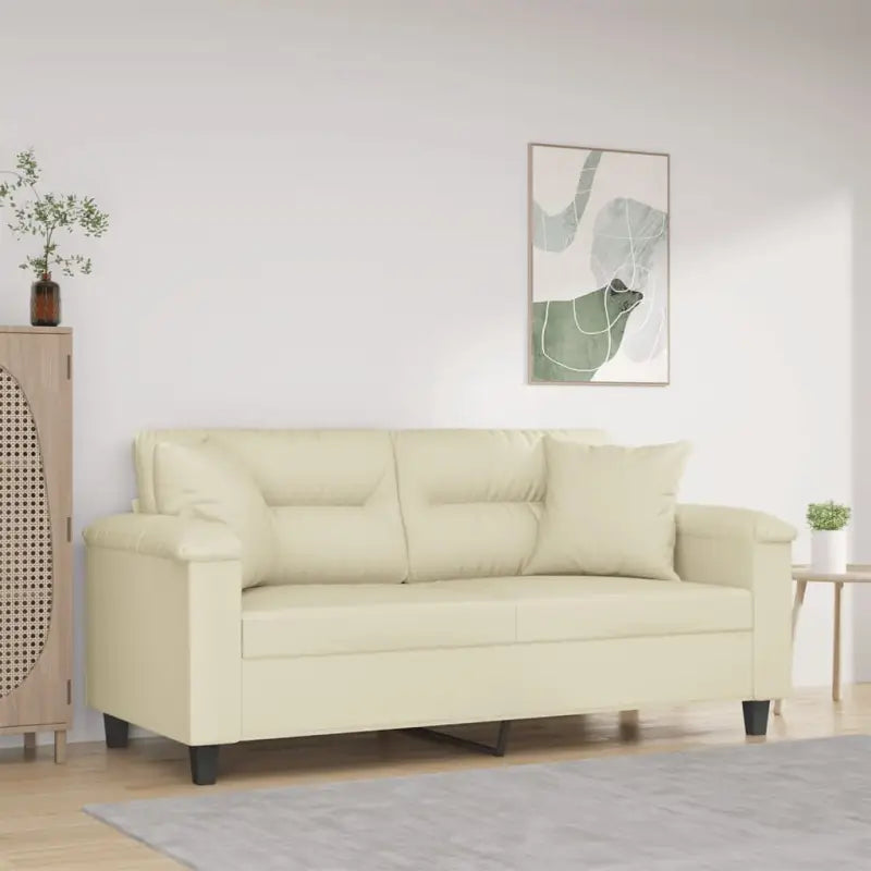 Banken met hoogwaardig kunstleer en comfortabele materiaal vulling - Crème / 140 cm - Banken