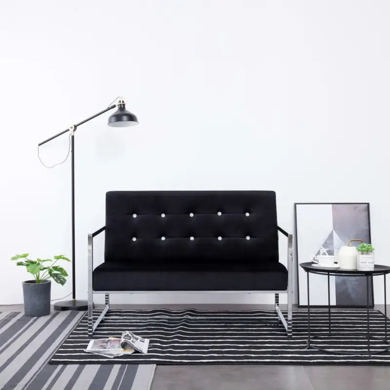 Banken met houten frame en hoogwaardige chromen poten voor elke woonkamer - Zwart - Banken