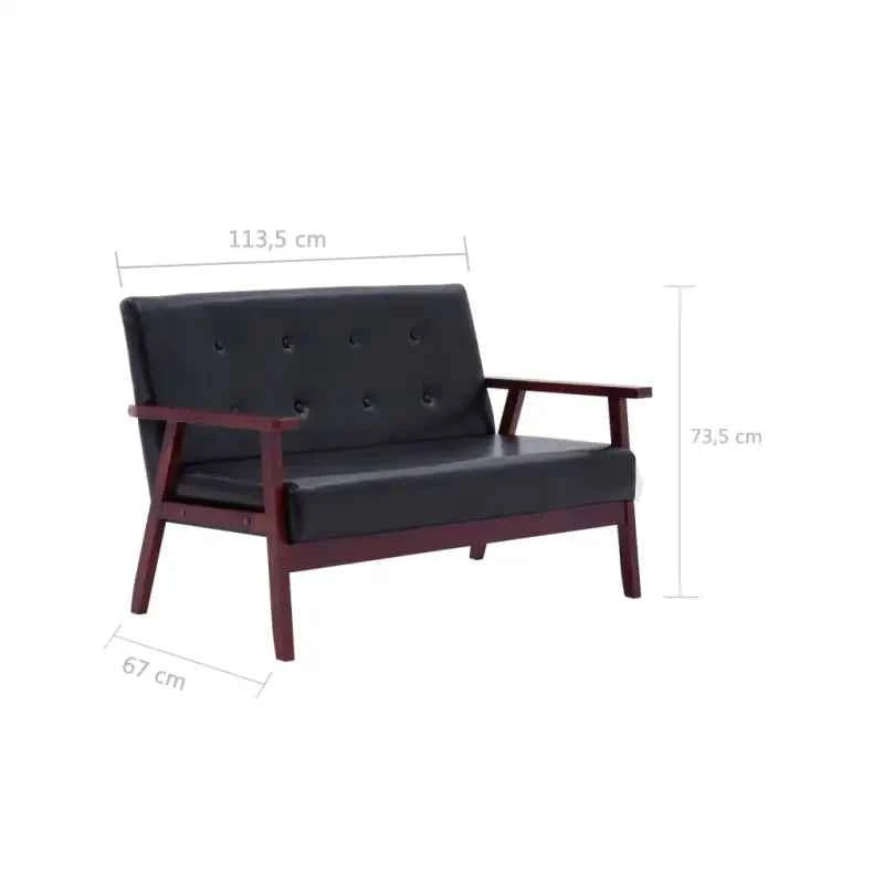 Banken met houten frame en kunstleer voor een retro woonkamer sfeer