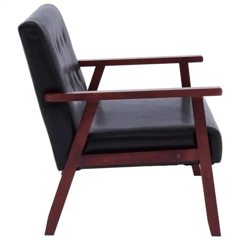 Banken met houten frame en kunstleer voor een retro woonkamer sfeer