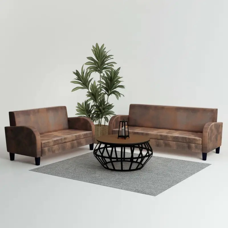 Banken met houten frame en kunstsuède voor elegant comfort - 2-zits + 3-zits - Banken