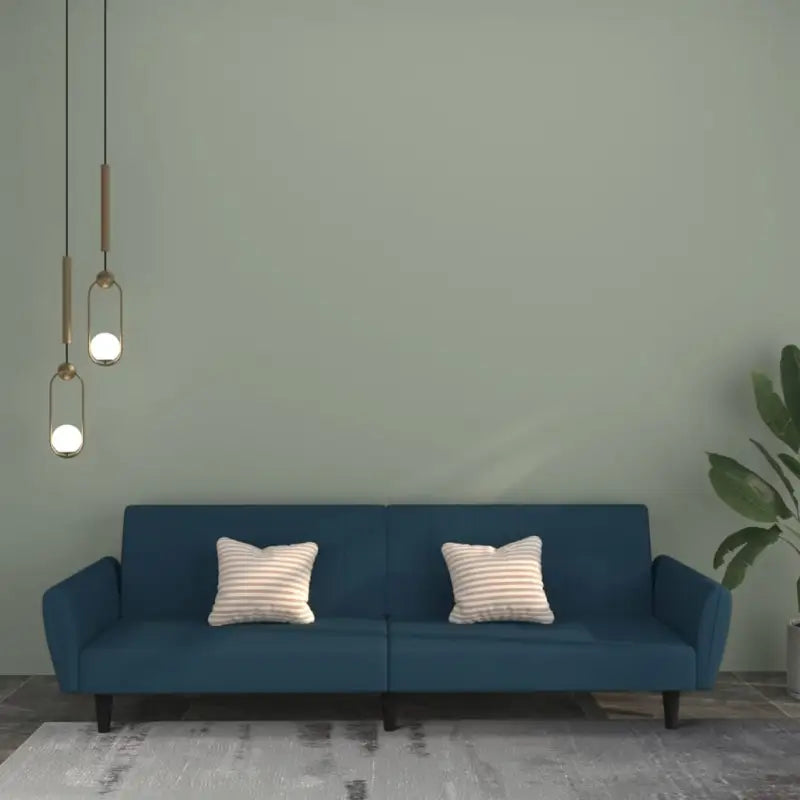 Banken met totale afmetingen en hoogte rugleuning voor comfortabel logeerbed - Blauw - Banken